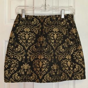Black and Gold Damask Mini Skirt